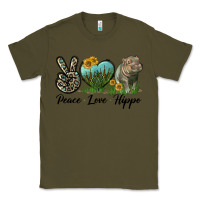 Army Green Peace Love Hippo Classic Tee - LillyAllenDesigns