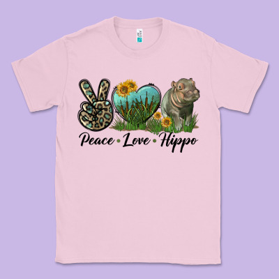 Peace Love Hippo Classic Tee Designed By Lillyallendesigns
