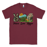 Burgundy Peace Love Hippo Classic Tee - LillyAllenDesigns