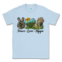 Dusty Blue Peace Love Hippo Classic Tee - LillyAllenDesigns