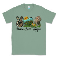 Sage Peace Love Hippo Classic Tee - LillyAllenDesigns