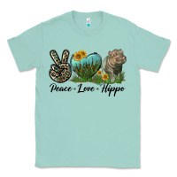 Seafoam Peace Love Hippo Classic Tee - LillyAllenDesigns