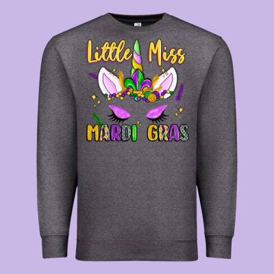 Little Miss Mardi Gras Premium Sweatshirt Designed By Lillyallendesigns
