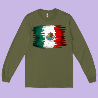 Mexican Flag Long Sleeve Tee Designed By Nancycooperartshop