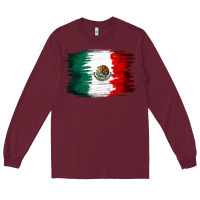 Burgundy Mexican flag Long Sleeve Tee - NancyCooperArtShop