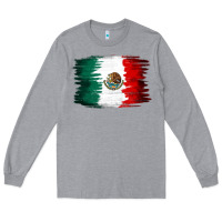 Heather Grey Mexican flag Long Sleeve Tee - NancyCooperArtShop