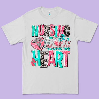 Nursing Is A Work Of Heart Premium Tee Designed By Nancycooperartshop