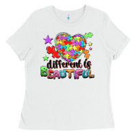 White Different is beautiful Ladies Tee - NancyCooperArtShop