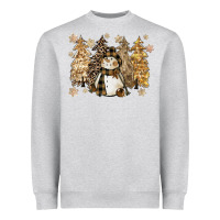 Heather Grey snowman with christmas trees 11inches Heavyweight Sweatshirt - CowGirlArtShop
