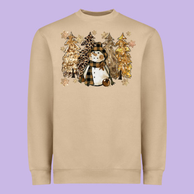 Snowman With Christmas Trees 11inches Heavyweight Sweatshirt Designed By Cowgirlartshop