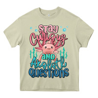Mossy stay curious and axolotl questions Heavy Core Tee - MaliasSmallBusiness