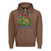 Chestnut Life Is Better With Coffee And Plants Cactus Coffe Zipper Hoodie - FaDigitalArtStudio
