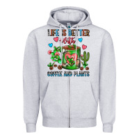 Heather Grey Life Is Better With Coffee And Plants Cactus Coffe Zipper Hoodie - FaDigitalArtStudio