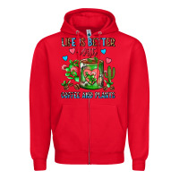 Red Life Is Better With Coffee And Plants Cactus Coffe Zipper Hoodie - FaDigitalArtStudio