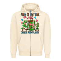 Sandshell Life Is Better With Coffee And Plants Cactus Coffe Zipper Hoodie - FaDigitalArtStudio