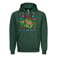 Sports Green Life Is Better With Coffee And Plants Cactus Coffe Zipper Hoodie - FaDigitalArtStudio