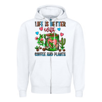 White Life Is Better With Coffee And Plants Cactus Coffe Zipper Hoodie - FaDigitalArtStudio