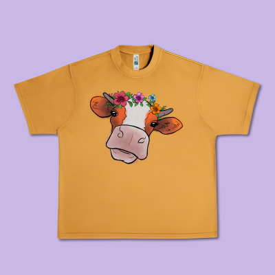 Cow With Flowers Urban Heavy Tee Designed By Bettercallsaul