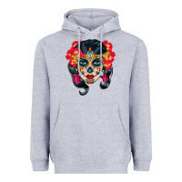 Heather Grey sugar skull Heavyweight Hoodie - BundleAndBundleShop