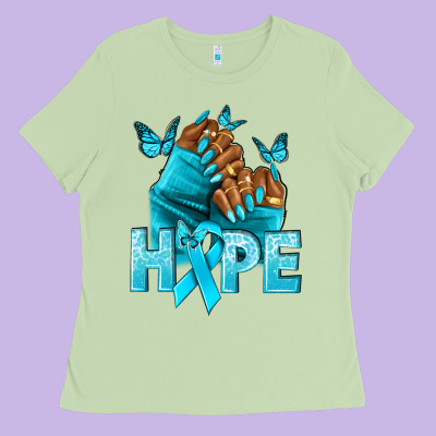 Hope Teal Ribbon Ovarian Cancer Nails Ladies Tee Designed By Nancycooperartshop