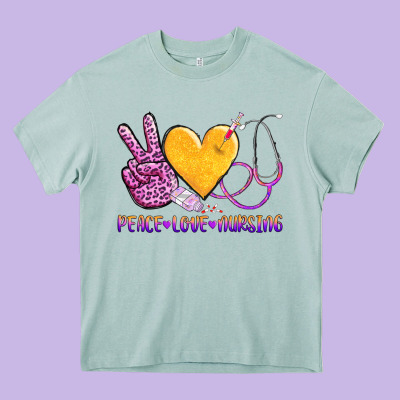 Peace Love Nursing Heavy Core Tee Designed By Adodesignshop