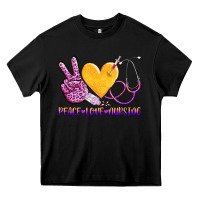 Black peace love nursing Heavy Core Tee - AdoDesignShop