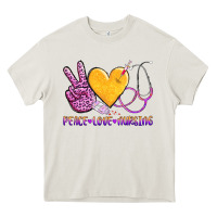 Cream peace love nursing Heavy Core Tee - AdoDesignShop