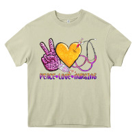Mossy peace love nursing Heavy Core Tee - AdoDesignShop