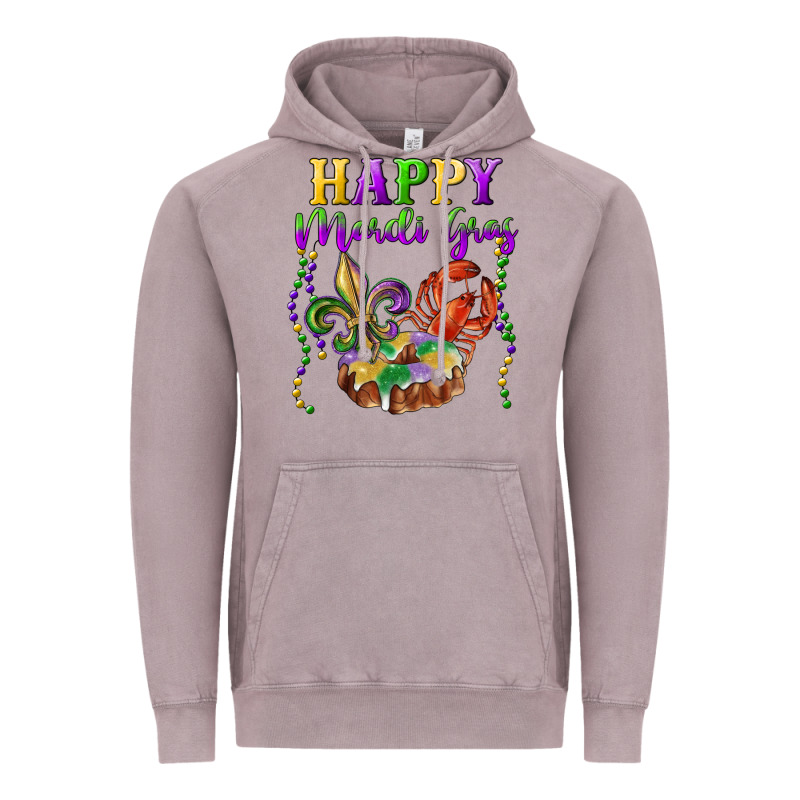 Happy Mardi Gras Fleur De Lis King Cake Crawfish Vintage Hoodie by RanaPortraitStore | Teevron
