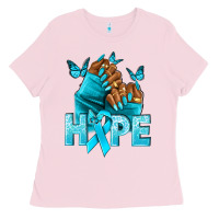 Hope Teal Ribbon Ovarian Cancer Nails Ladies Tee | Teevron