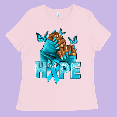 Hope Teal Ribbon Ovarian Cancer Nails Ladies Tee Designed By Nancycooperartshop
