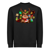 Black reindeer joy christmas Heavyweight Sweatshirt - CowGirlArtShop