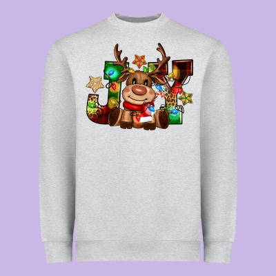 Reindeer Joy Christmas Heavyweight Sweatshirt Designed By Cowgirlartshop