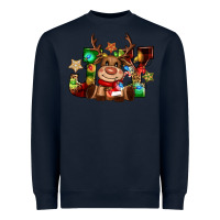 Navy reindeer joy christmas Heavyweight Sweatshirt - CowGirlArtShop