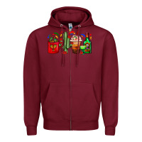 Burgundy Mexico Coffee Cups With Cactus And Tequila Bottle Zipper Hoodie - FaDigitalArtStudio