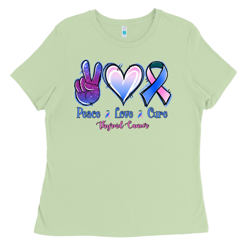 Peace Love Cure Thyroid Cancer Ladies Tee by NancyCooperArtShop | Teevron