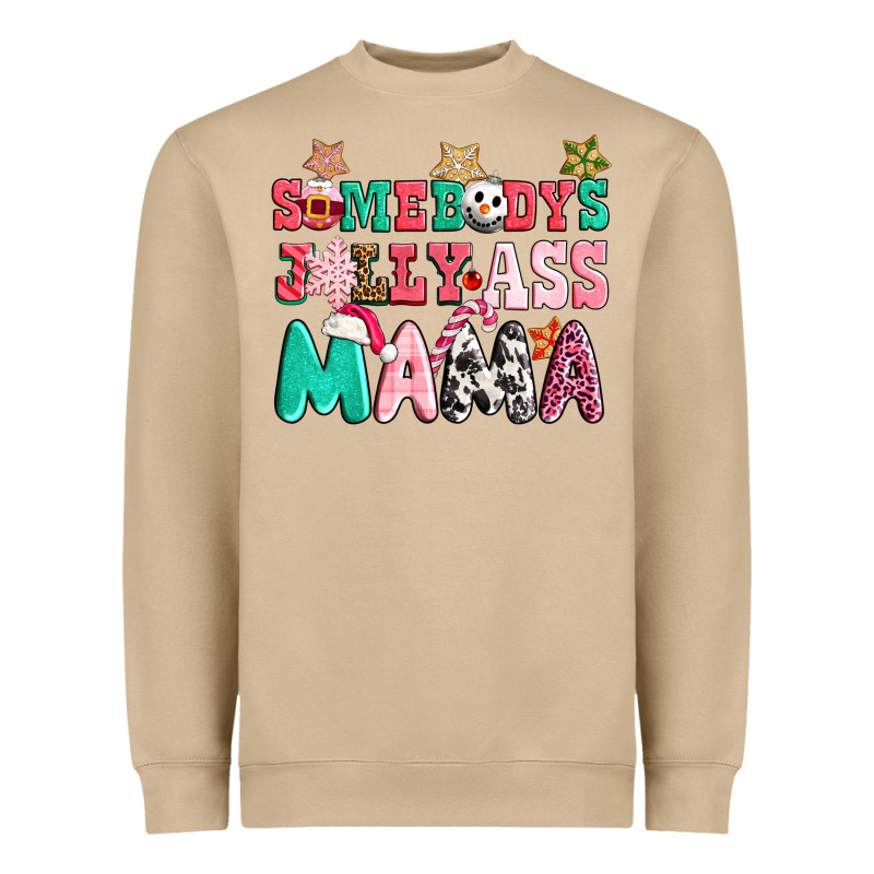 Somebody Jolly Ass Mama Pink Christmas Heavyweight Sweatshirt by CowGirlArtShop | Teevron