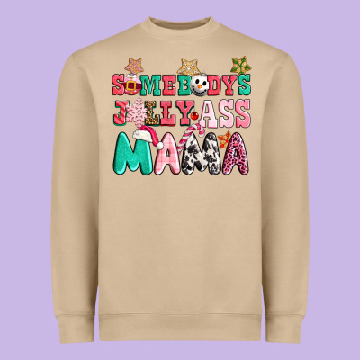 Somebody Jolly Ass Mama Pink Christmas Heavyweight Sweatshirt Designed By Cowgirlartshop