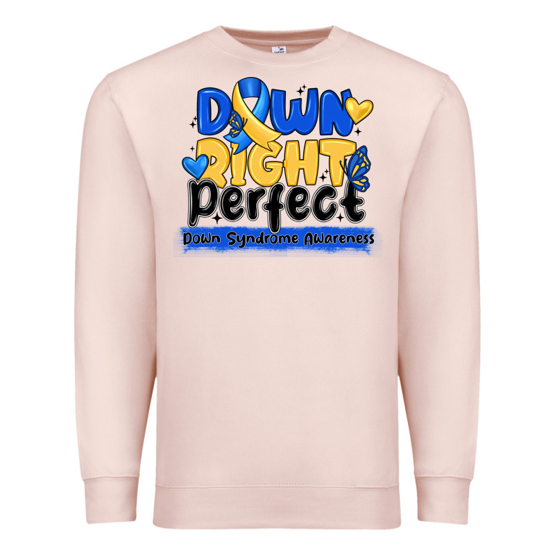 Down Right Perfect Down Syndrome Awareness Premium Sweatshirt by CowhideDigitalArt | Teevron