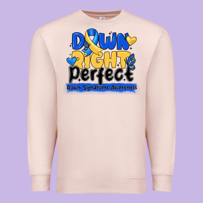 Down Right Perfect Down Syndrome Awareness Premium Sweatshirt Designed By Cowhidedigitalart