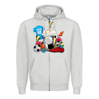 Dove Grey Soccer Frappe Coffee Zipper Hoodie - FaDigitalArtStudio
