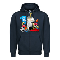 Navy Soccer Frappe Coffee Zipper Hoodie - FaDigitalArtStudio
