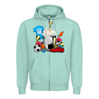 Seafoam Soccer Frappe Coffee Zipper Hoodie - FaDigitalArtStudio