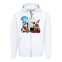 White Soccer Frappe Coffee Zipper Hoodie - FaDigitalArtStudio
