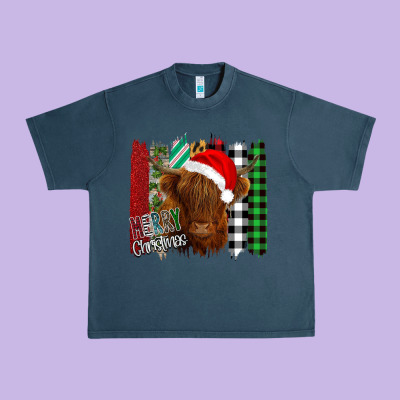 Merry Christmas Cow Urban Heavy Tee Designed By Bettercallsaul