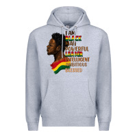 Heather Grey I am black man Premium Hoodie - FaDigitalArtStudio