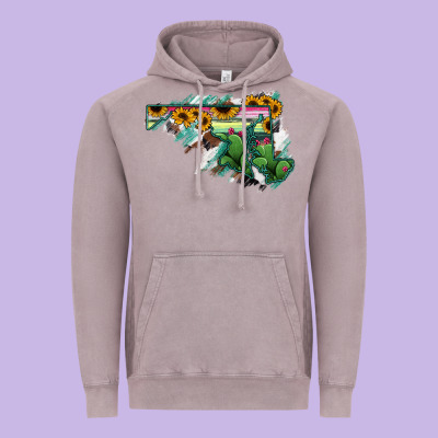 Maryland Map Sunflower Cactus Serape Vintage Hoodie Designed By Ranaportraitstore