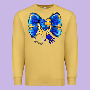 Down Syndrome Ribbon Premium Sweatshirt Designed By Cowhidedigitalart