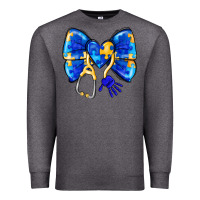 Charcoal Heather Down Syndrome Ribbon Premium Sweatshirt - CowhideDigitalArt