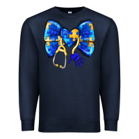 Navy Down Syndrome Ribbon Premium Sweatshirt - CowhideDigitalArt